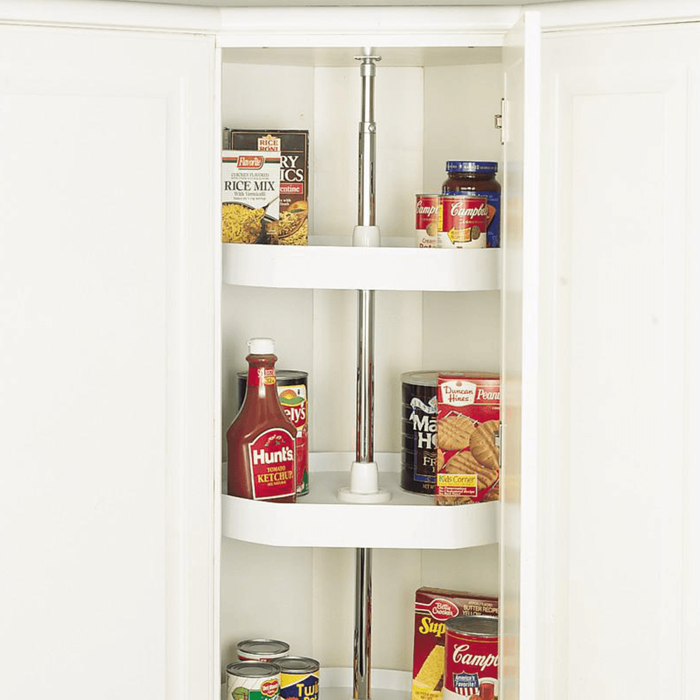 7013 20" D-Shape 3 Tray Lazy Susan, White - Alt Image 1