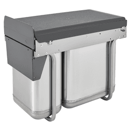 Double 10 QT/20 QT Top-Mount Sink Base Pull Out Waste Container, Stainless Steel - Main Image