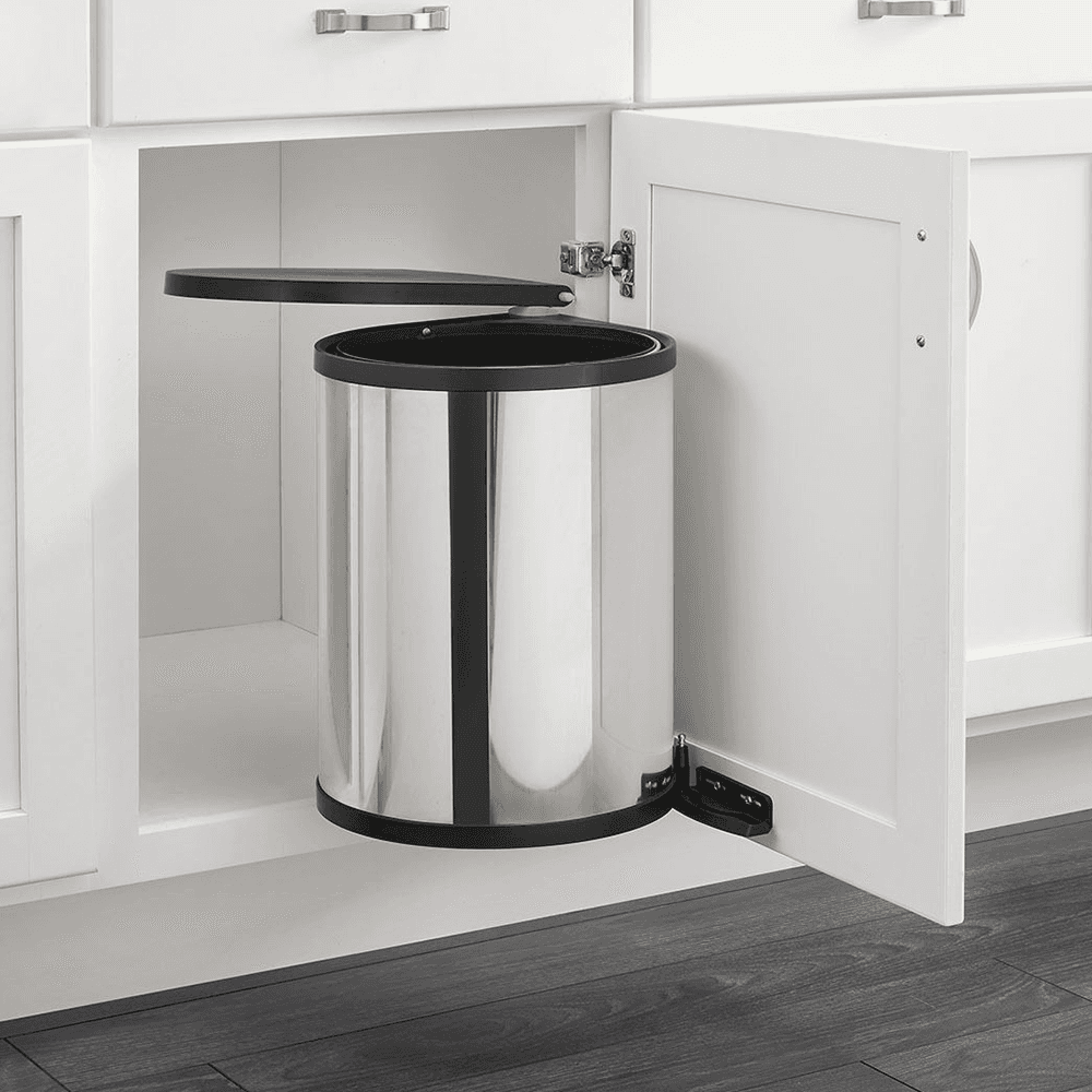 15 Liter Pivot-Out Waste Container for 14-3/4" Cabinet Opening, White - Alt Image 1