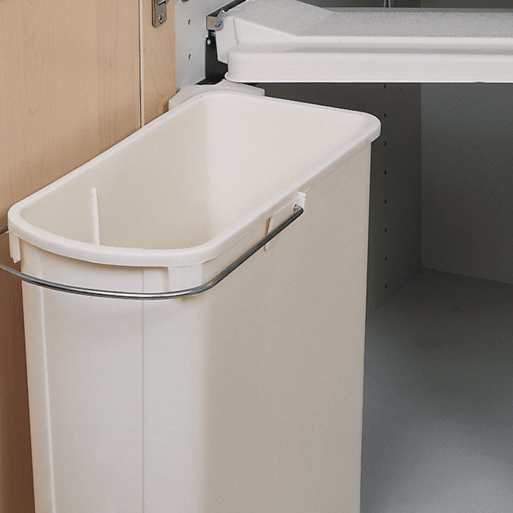 20 Liter Pivot-Out Waste Container for 16-1/4" Cabinet Opening, White - Alt Image 1