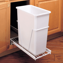 Single 30 QT Bottom-Mount Waste Container Pullout, Full-Extension, White - Alt Image 1