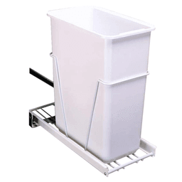 Single 30 QT Bottom-Mount Waste Container Pullout, 3/4" Extension, White - Main Image