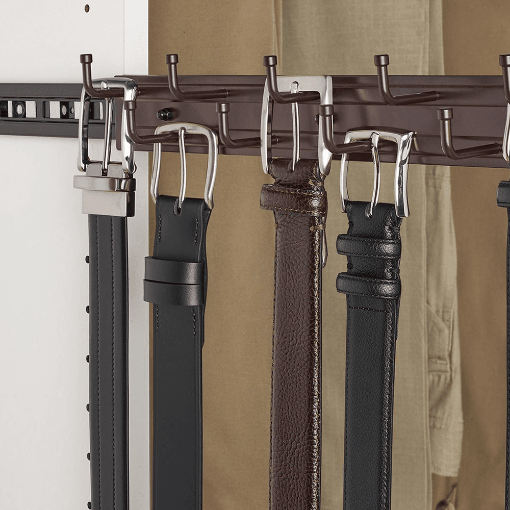 Satin Nickel Finish Belt Rack for Closet Organization by Rev-A-Shelf