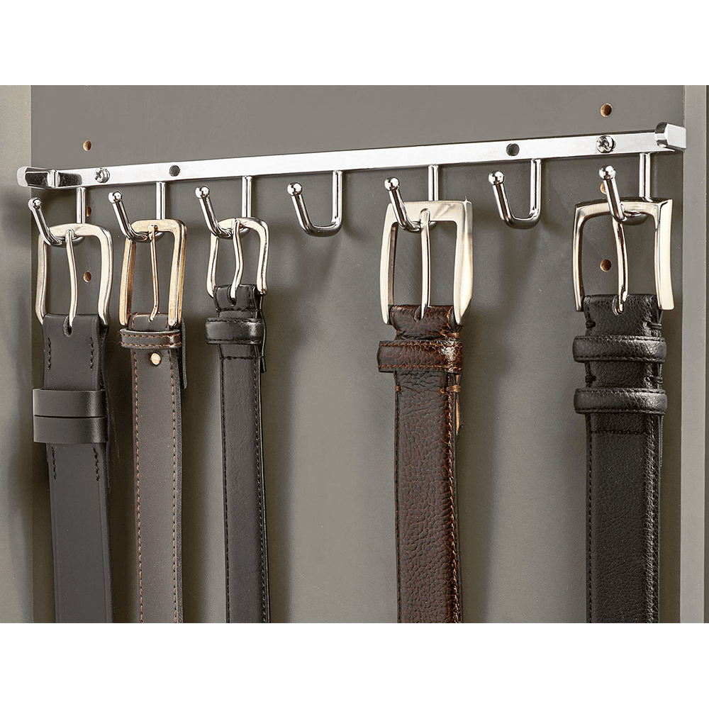 Rev-A-Shelf Sidelines Belt Rack with 7 Hooks in Chrome Finish