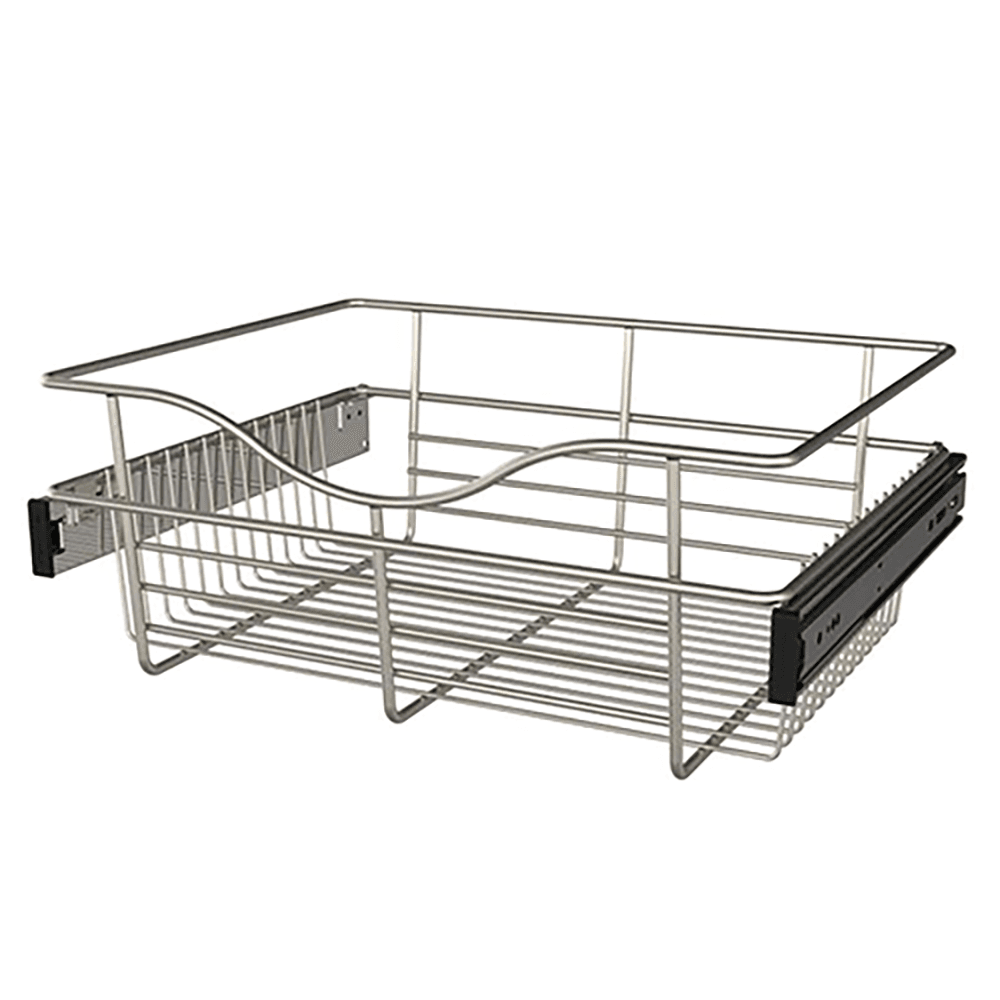 Rev-A-Shelf Heavy-Gauge Pull-Out Wire Basket in Satin Nickel Finish - 7" x 14" x 18" Wide