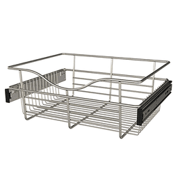 Rev-A-Shelf Heavy-Gauge Pull-Out Wire Basket in Satin Nickel Finish - 7" x 14" x 18" Wide