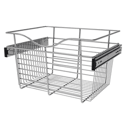 Chrome Finished Pull-Out Basket - Rev-A-Shelf - 11" x 14" x 18" Wide Heavy-Gauge Wire Basket