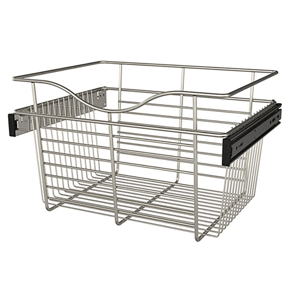 Rev-A-Shelf 11x14x18 Wide Heavy-Gauge Pull-Out Wire Basket in Satin Nickel Finish