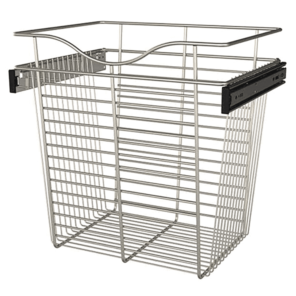 18x14x18 Wide Heavy-Gauge Pull-Out Wire Basket in Satin Nickel Finish by Rev-A-Shelf