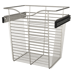 18x14x18 Wide Heavy-Gauge Pull-Out Wire Basket in Satin Nickel Finish by Rev-A-Shelf