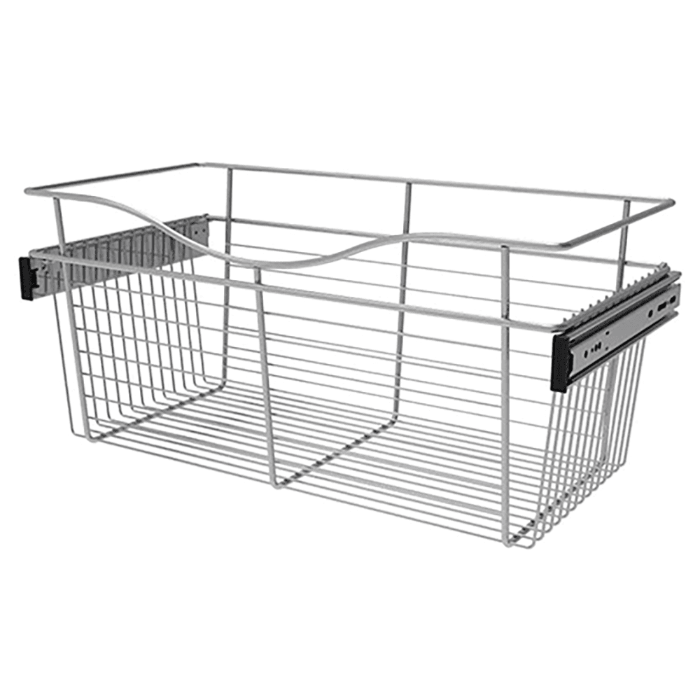 Rev-A-Shelf 11x12x24 Wide Heavy-Gauge Pull-Out Wire Basket, Chrome Finish with Bayonet Mounting System