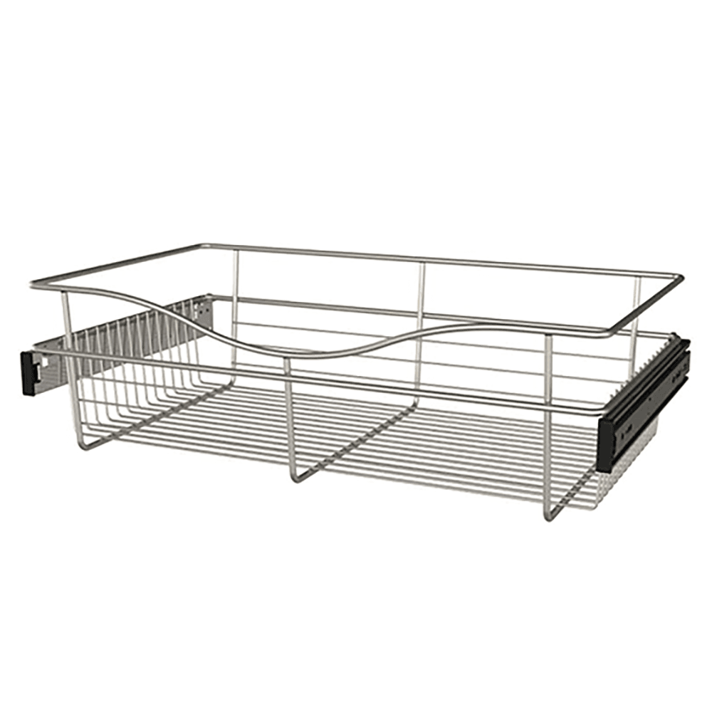 Rev-A-Shelf 7x14x24 Heavy-Gauge Pull-Out Wire Basket in Satin Nickel Finish