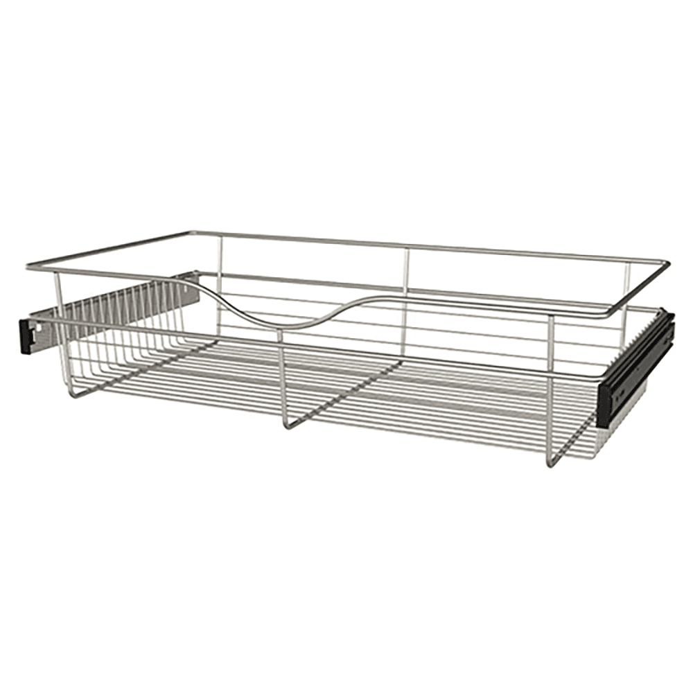 Rev-A-Shelf Heavy-Gauge Pull-Out Wire Basket in Satin Nickel Finish, 7x16x30 inch