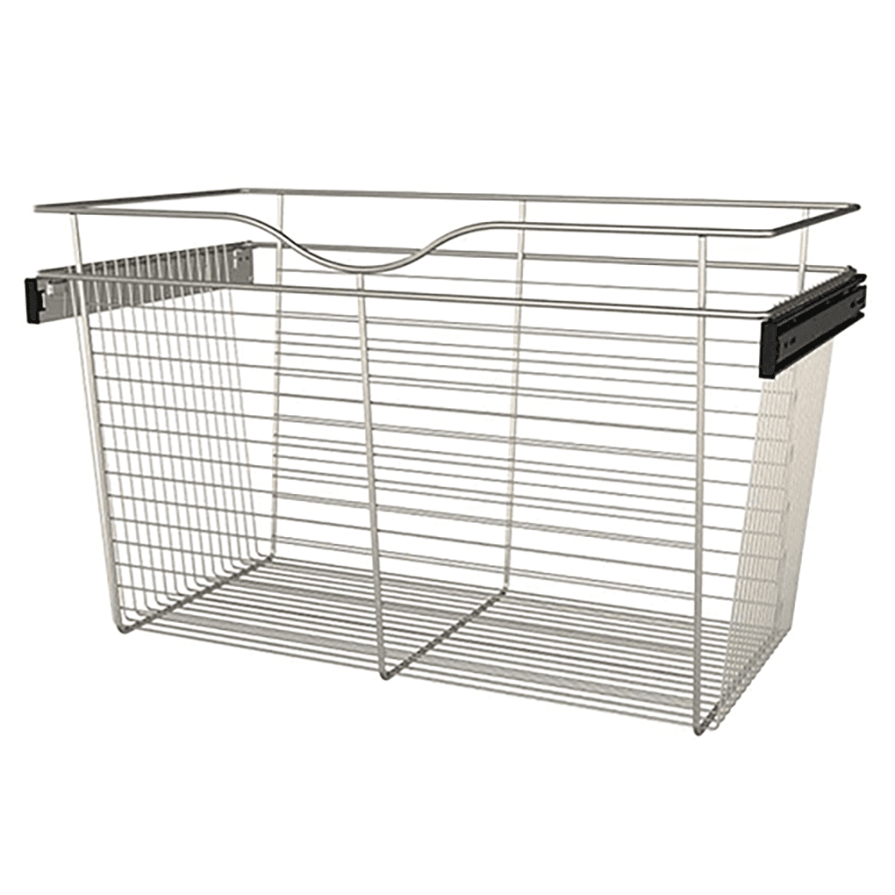 Heavy-Duty Pull-Out Basket, 18x16x30, Satin Nickel Finish - Side View