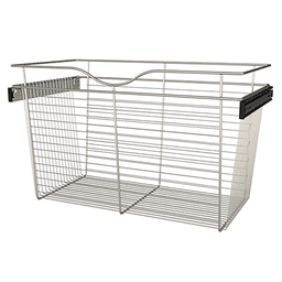 Heavy-Duty Pull-Out Basket, 18x16x30, Satin Nickel Finish - Side View