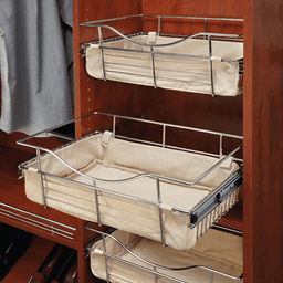 Tan canvas closet basket liner in CB series wire basket