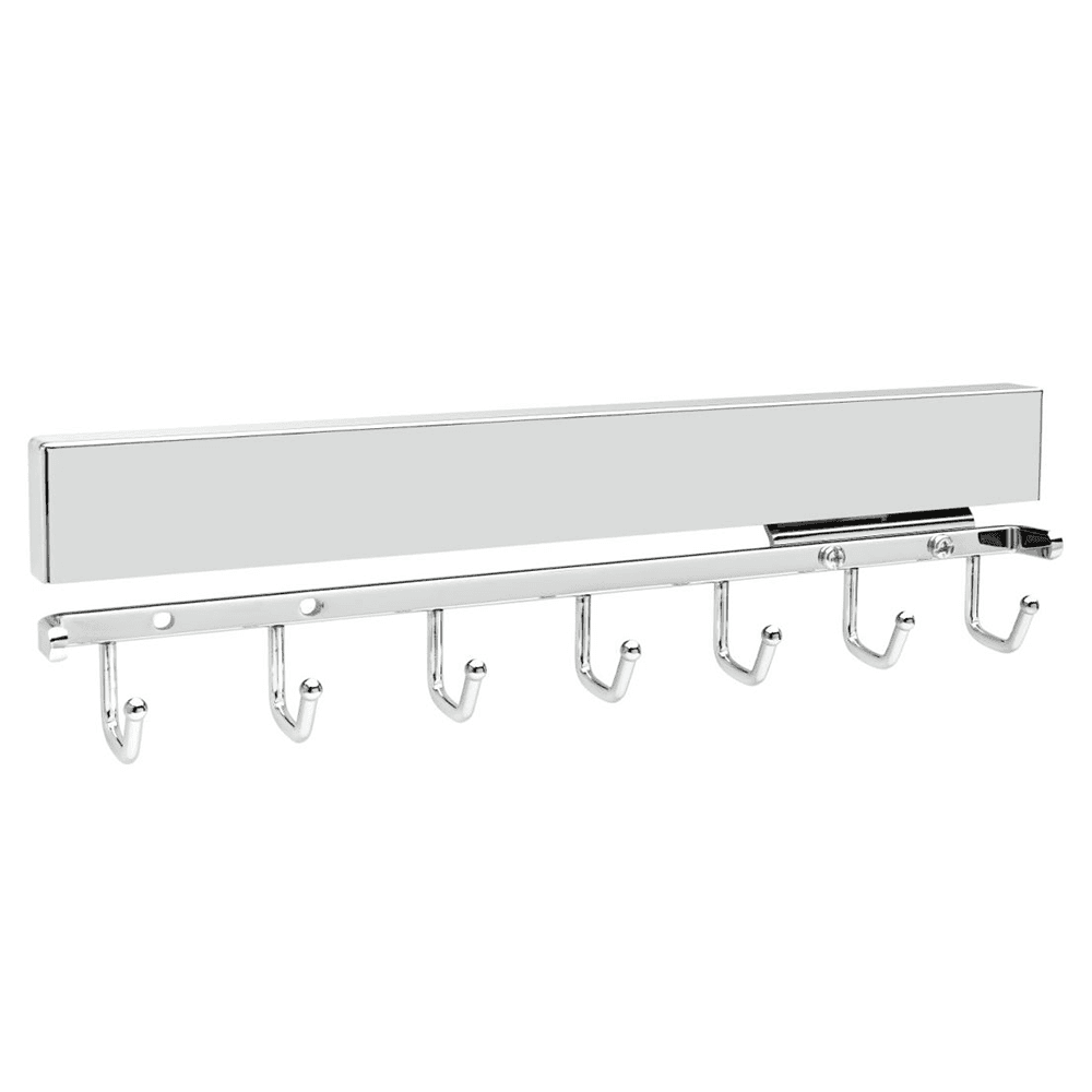 Deluxe belt rack with 7 hooks on a steel frame for storing belts, ties, and scarves