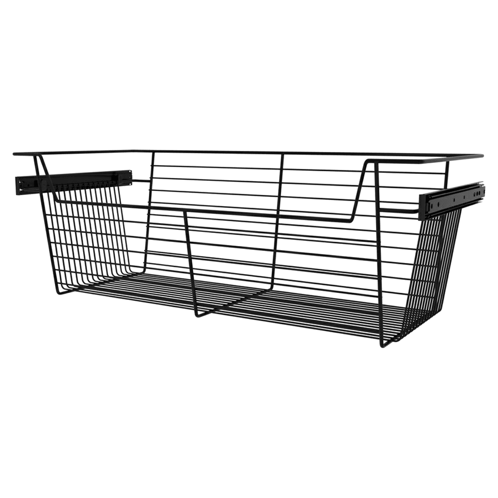 10-1/2" x 14" x 24" Pull-Out Steel Closet Basket, Matte Black Alt 1 - Image