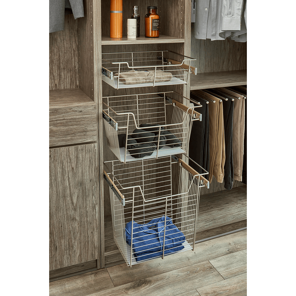 5-3/8" x 14" x 30" Pull-Out Steel Closet Basket, Matte Black Alt 3 - Image