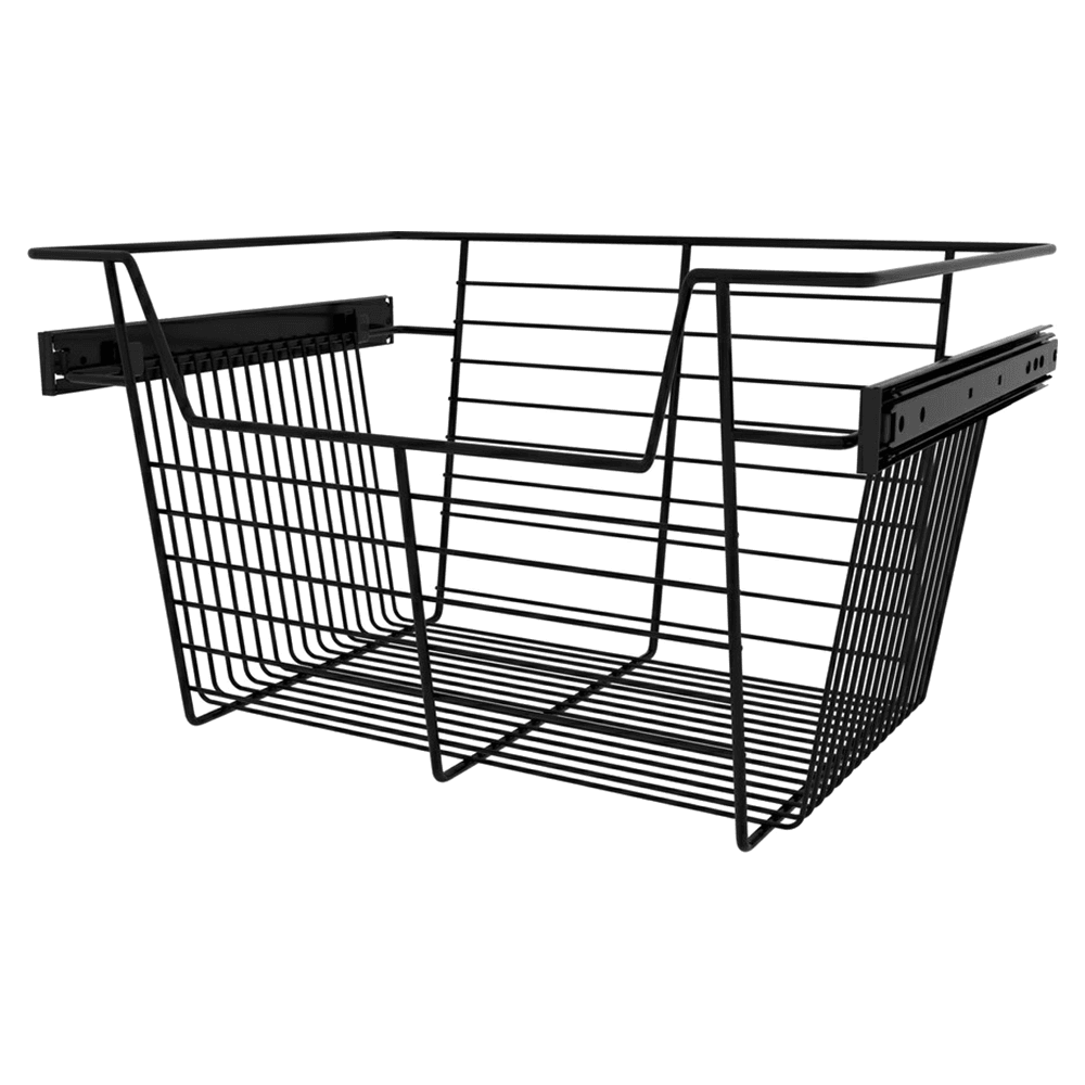 10-1/2" x 14" x 18" Pull-Out Steel Closet Basket, Matte Black Main - Image