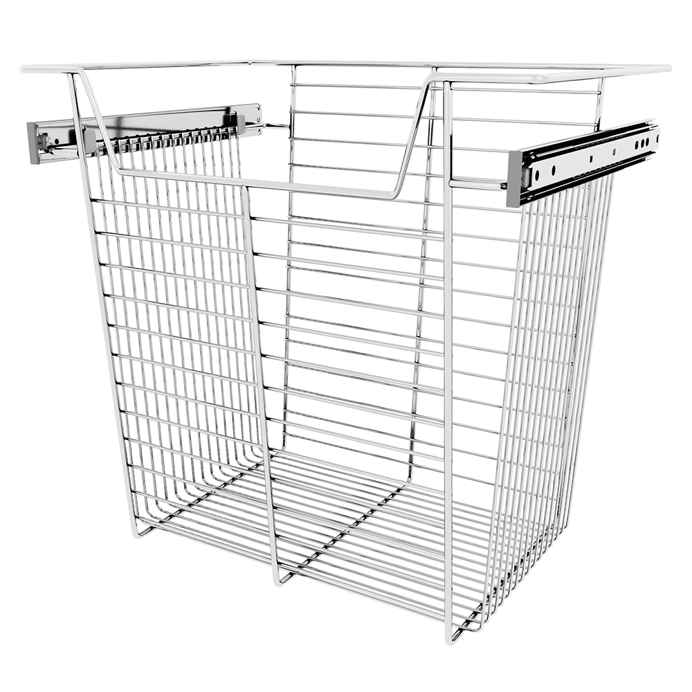 17" x 14" x 18" pull-out wire closet basket in chrome finish by Rev-A-Shelf