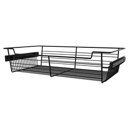 5-3/8" x 14" x 24" Pull-Out Steel Closet Basket, Matte Black Main - Image