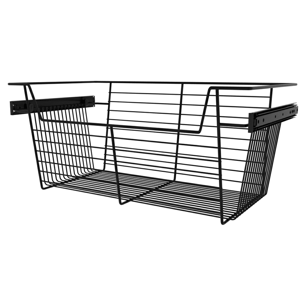 10-1/2" x 14" x 24" Pull-Out Steel Closet Basket, Matte Black Main - Image