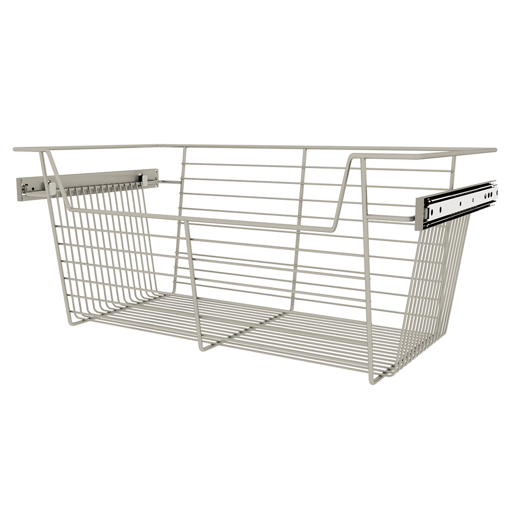Luxury Satin Nickel Finish Closet Basket with Optional Mounting Slides