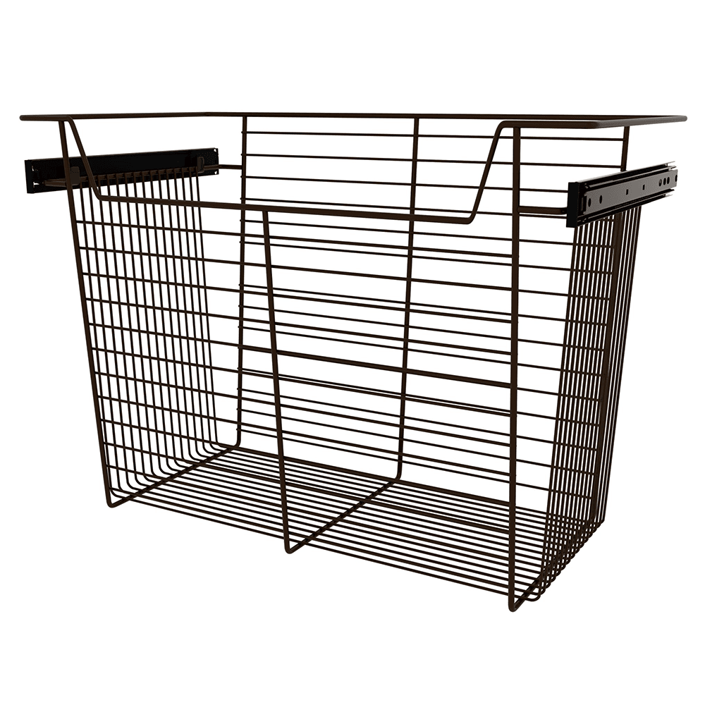 17" x 14" x 24" Wide Sidelines Pull-Out Basket - Bronze Finish