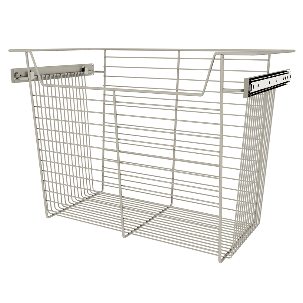 17 x 14 x 24 Wide Sidelines Pull-Out Wire Closet Basket in Satin Nickel Finish by Rev-A-Shelf