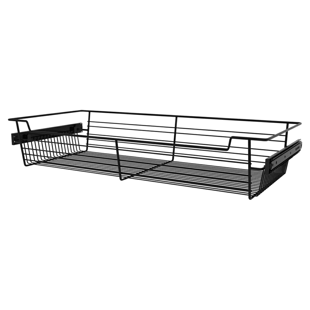 5-3/8" x 14" x 30" Pull-Out Steel Closet Basket, Matte Black Main - Image
