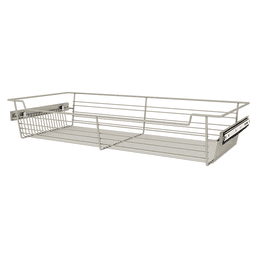 Luxury Satin Nickel Closet Basket with Full-Extension Slides - Rev-A-Shelf 5" x 14" x 30"