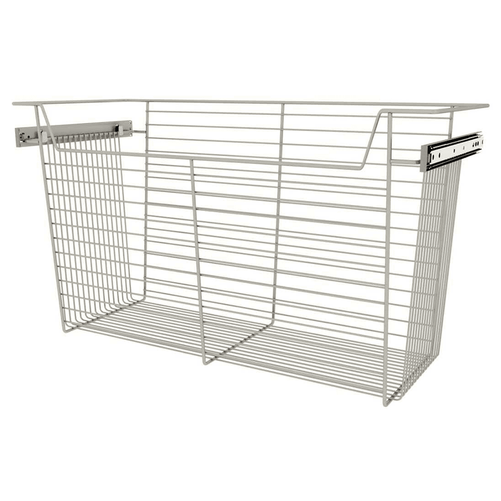 17" x 14" x 30" Wide Sidelines Pull-Out Wire Closet Basket Satin Nickel Finish