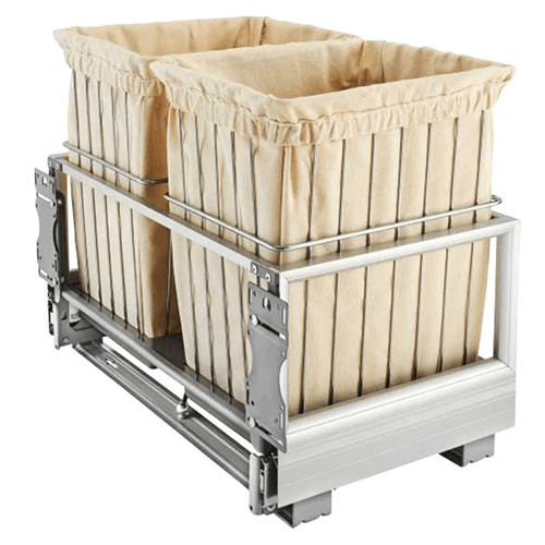 24 inch Wide Double Wire Hamper for Laundry Storage by Rev-A-Shelf