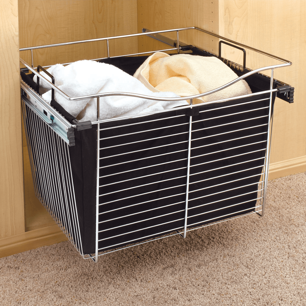 Rev-A-Shelf 14" x 24" Closet Hamper Bag Insert in Black Finish with Velcro Ties and Metal Handles