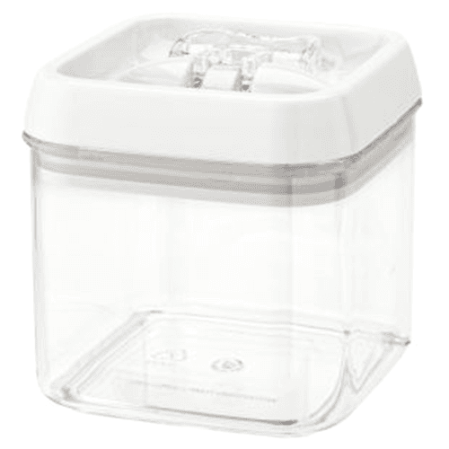 3-15/16" x 3-27/32" Small Acrylic Container with Locking Lid, Clear/White - Main Image