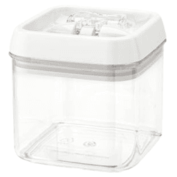3-15/16" x 3-27/32" Small Acrylic Container with Locking Lid, Clear/White - Main Image
