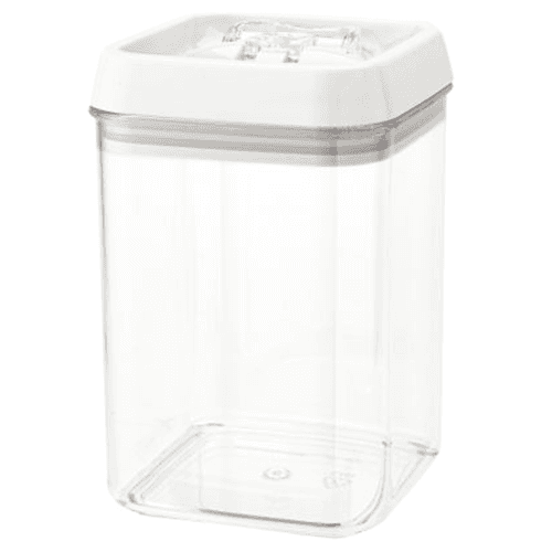 3-15/16" x 5-25/32" Medium Acrylic Container with Locking Lid, Clear/White - Main Image