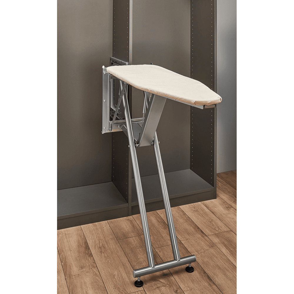 Slim design ironing board that mounts inside closet