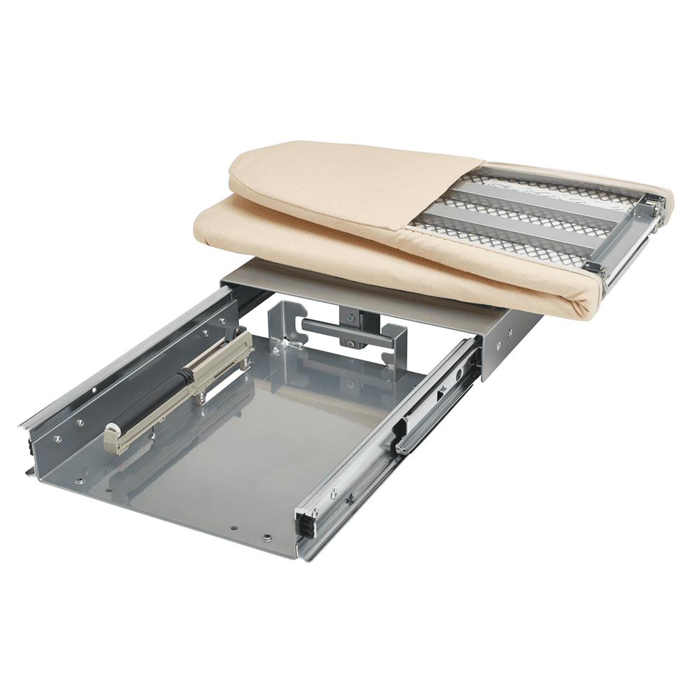 Rotating ironing board for 24"+ wide and 14"+ deep opening