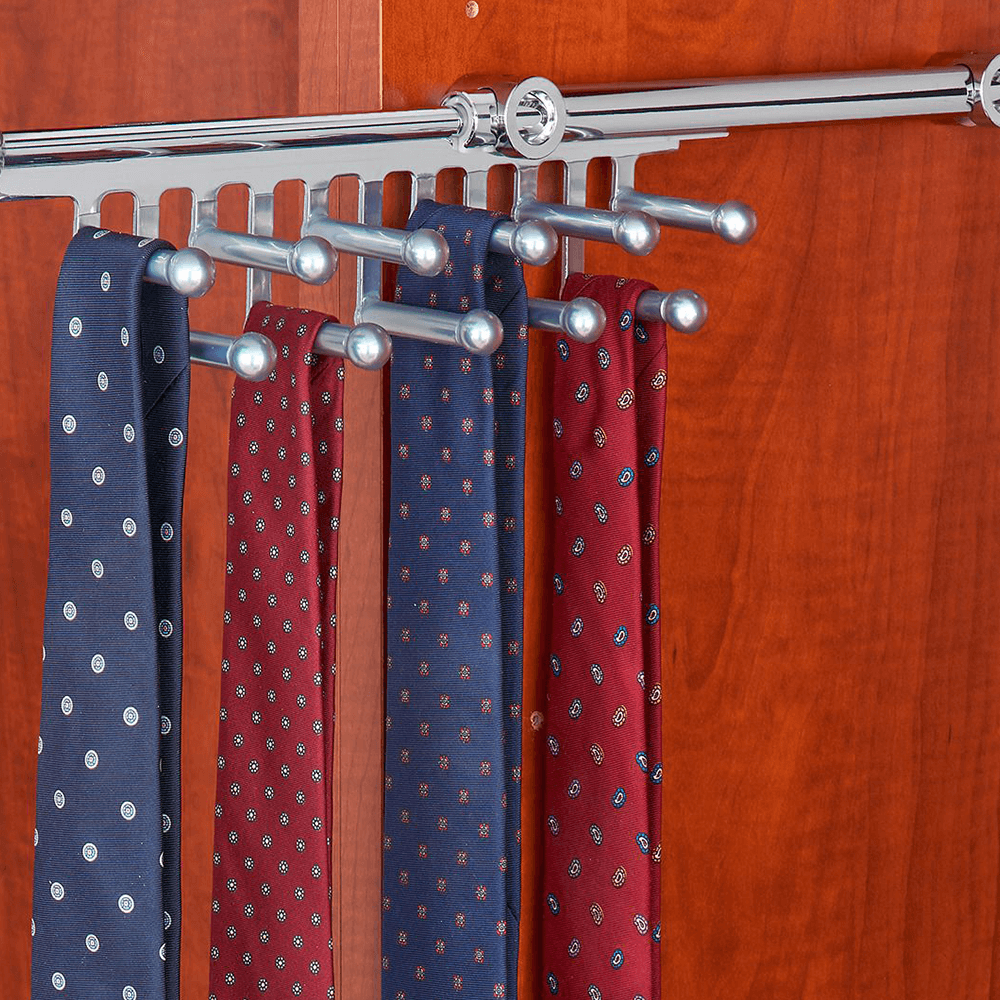 Satin Nickel Tie/Scarf Organizer with Pull-Out Functionality