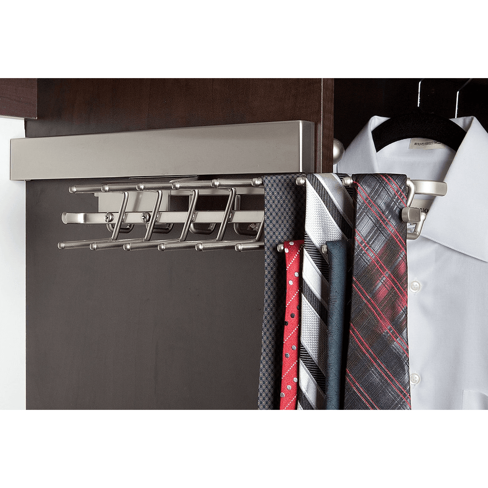 Rev-A-Shelf tie rack slides out from behind clothes on ball-bearing steel slides