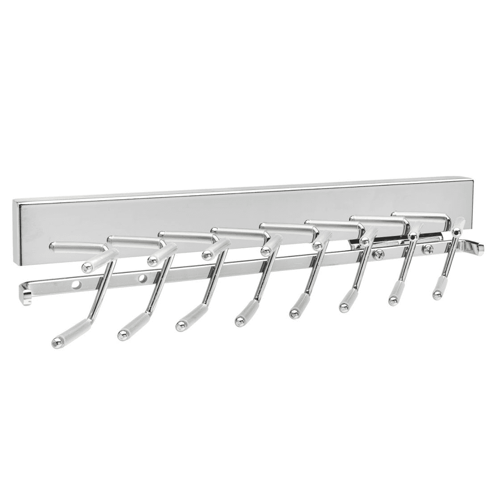 16 non-slip hanger arms for tie organization on steel frame