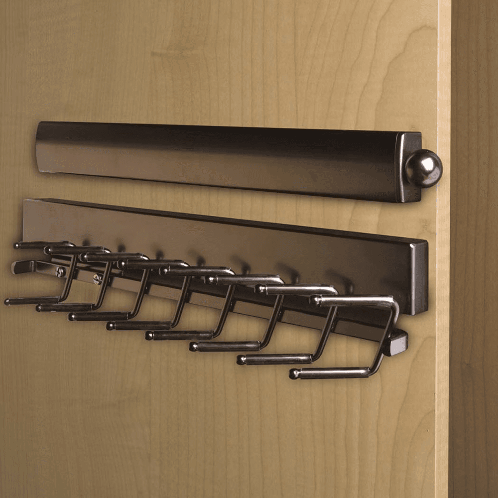 Rev-A-Shelf Sidelines Pop-Out Valet Rod in Satin Nickel Finish - One Touch Mechanism