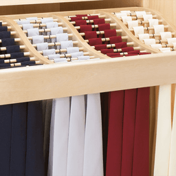 Rev-A-Shelf 30" Wood Pant/Tie Rack, Maple Finish - Full-extension slides, rubber O-rings to prevent slipping and removable pant rods for ease of use.