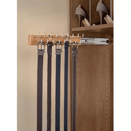 Rev-A-Shelf 12" Side-Mount Belt Rack, Natural Finish - Durable Wood Construction