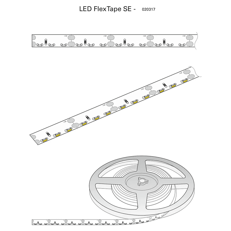 12V 41W Edge Emitting Cool White FlexTape LED Strip Light, 16.4' Roll, 4800K, White Alt 1 - Image