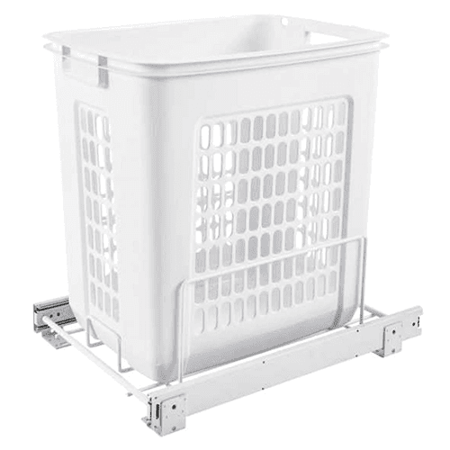 Polymer Hamper with Full-Extension Slides for Vanity Applications