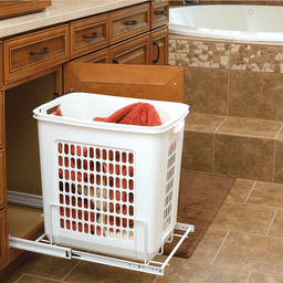 Rev-A-Shelf 14-1/4" Wide Roll-Out Hamper Basket in White Finish