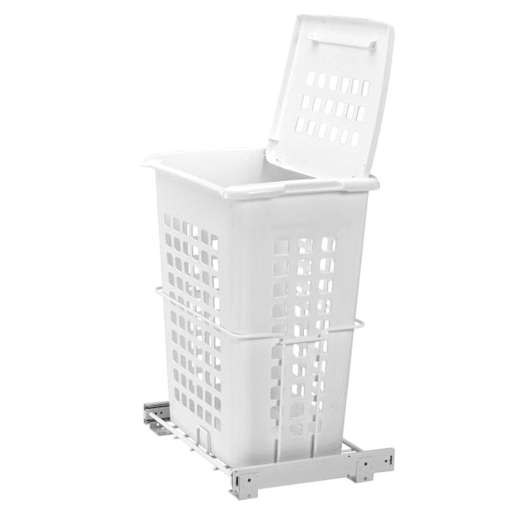 Rev-A-Shelf Door-Mount Hamper with Lid, White Finish - Front View